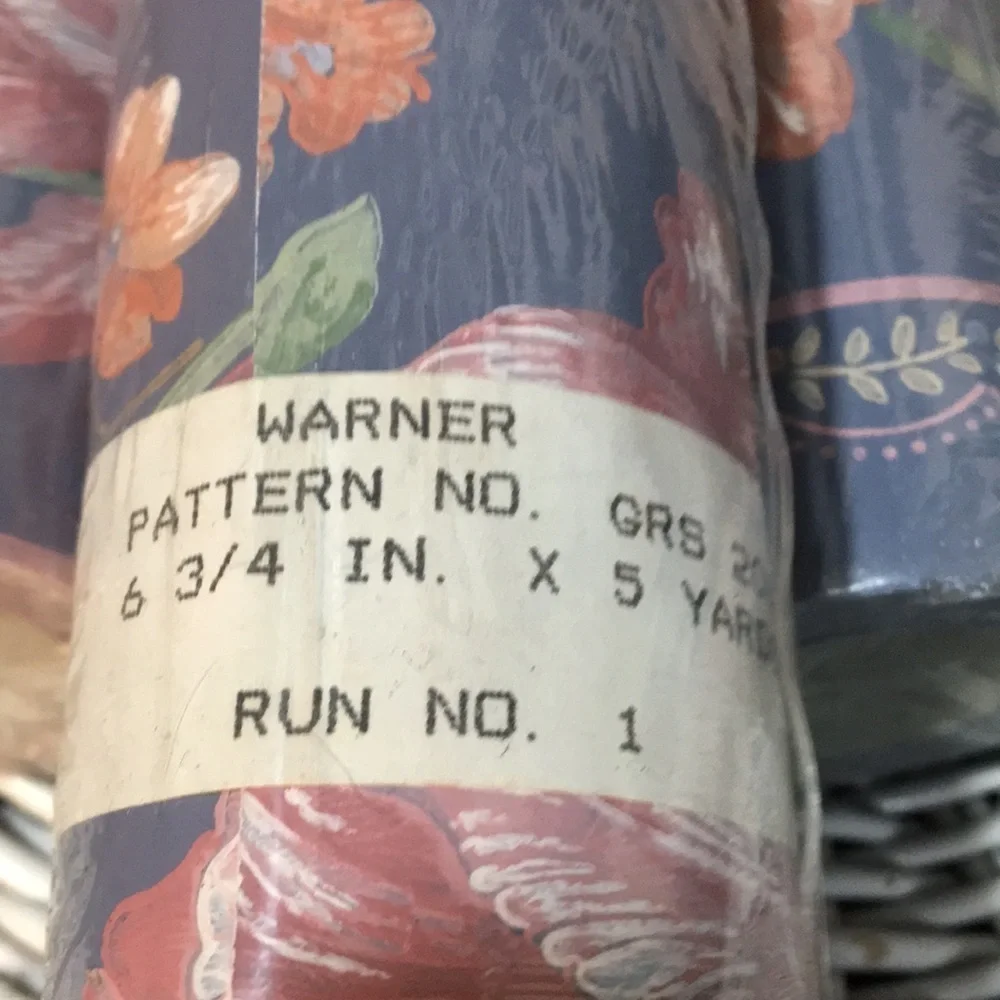 4 Rolls Vintage Wallpaper Border 20 Yards /60 Linear Ft Blue Pink Country Floral